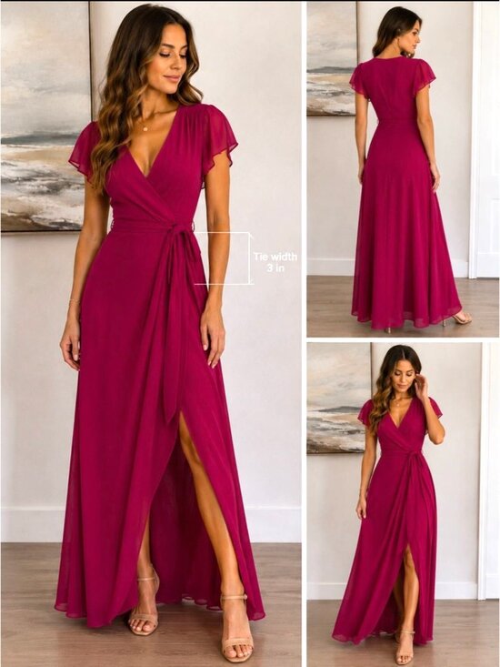 NY & Co Dresses & Skirts - New York and Company Eva Mendes Dress Sz L Magenta Wrap Maxi